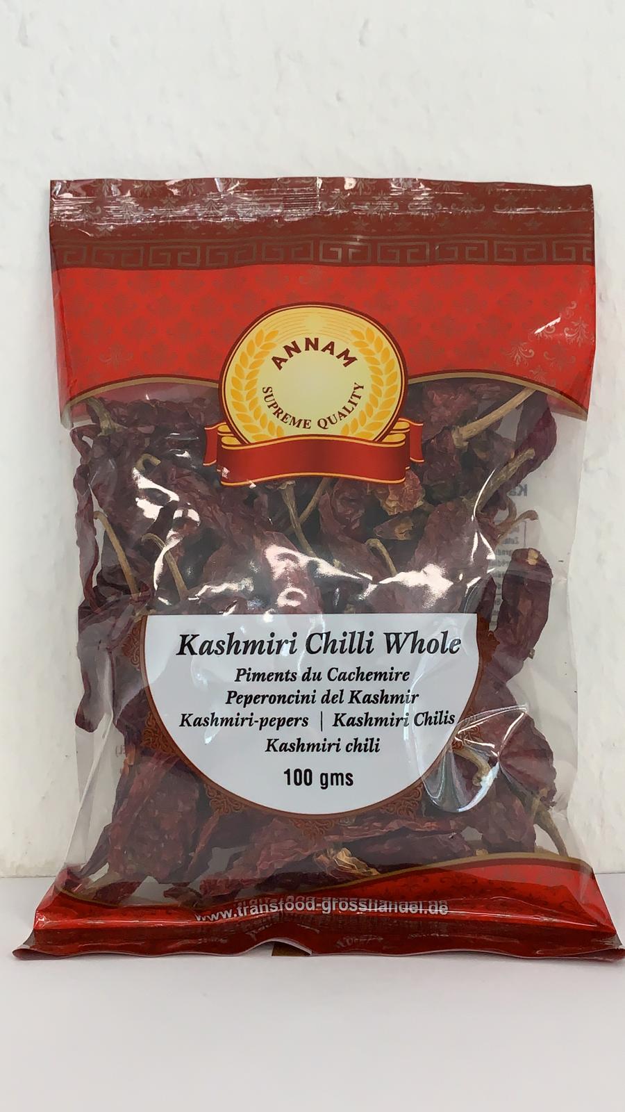 Annam Dried Rech Chilli (Kashmiri) 100g - [50 X 100g]