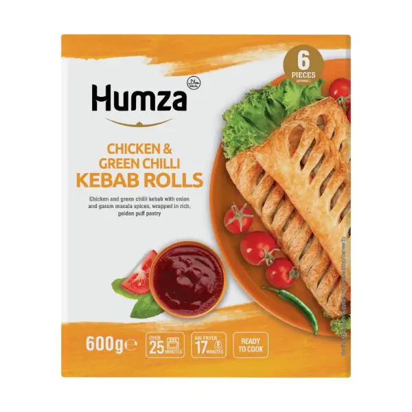 Humza Chicken Green Chilli Kebab Rolls 10x600g (6 Pcs)